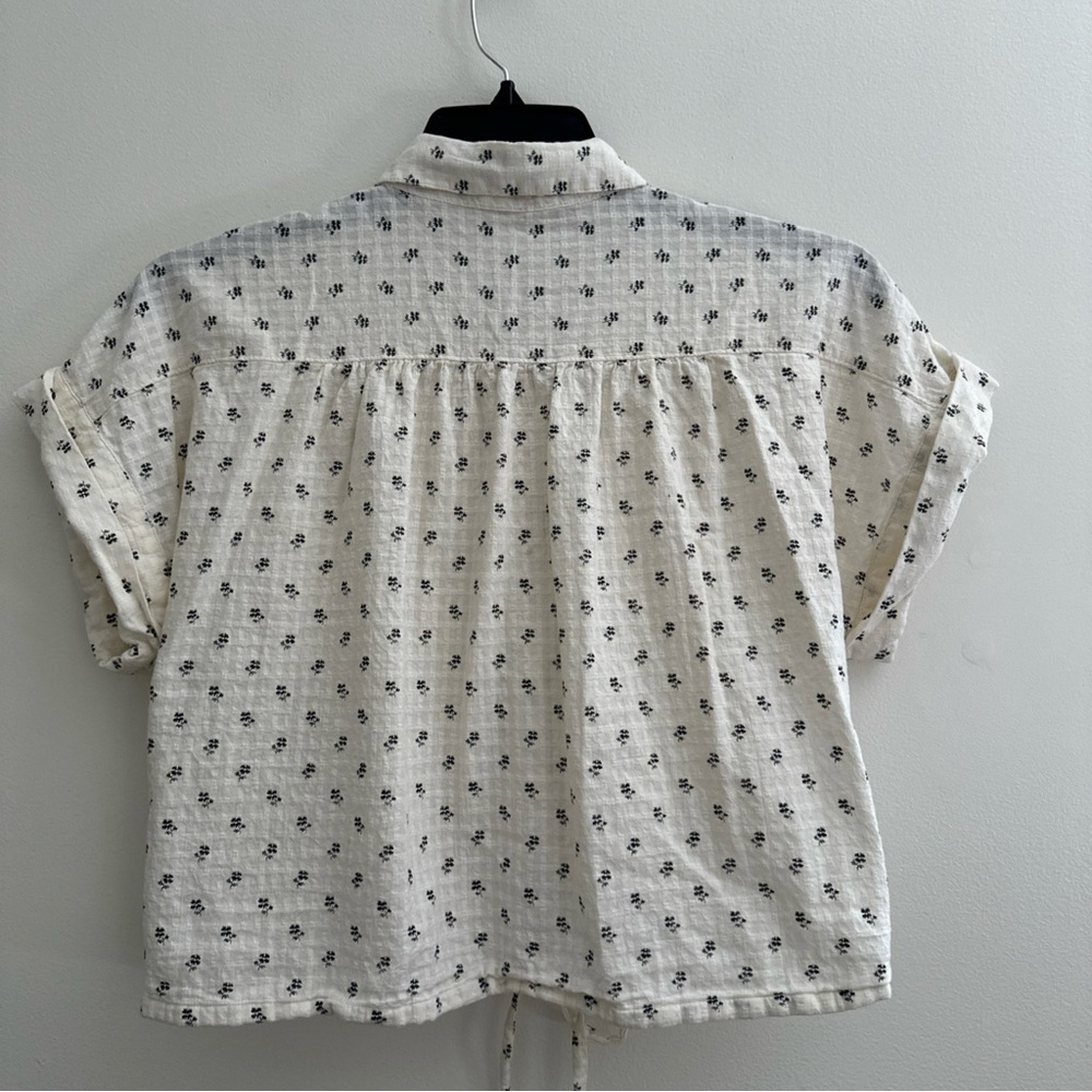 Madewell Button-Up Drawstring Blouse Large in Blo… - image 3